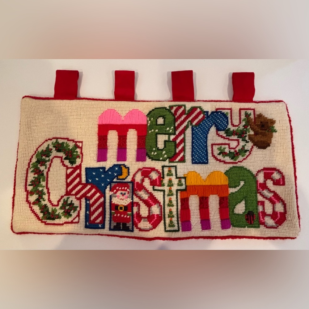Beautiful Handmade Christmas Cross Stitched Wall Hanging